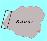 Map of Kauai Island, showing area of story