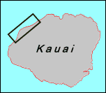 Map of Kauai showing area of story