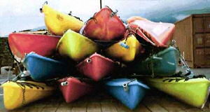 Boats on the wharf waiting for the barge